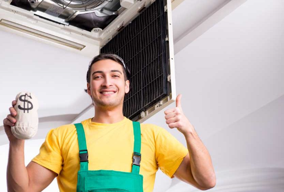 a Canberra technician fixing evaporative air conditioners from leaking